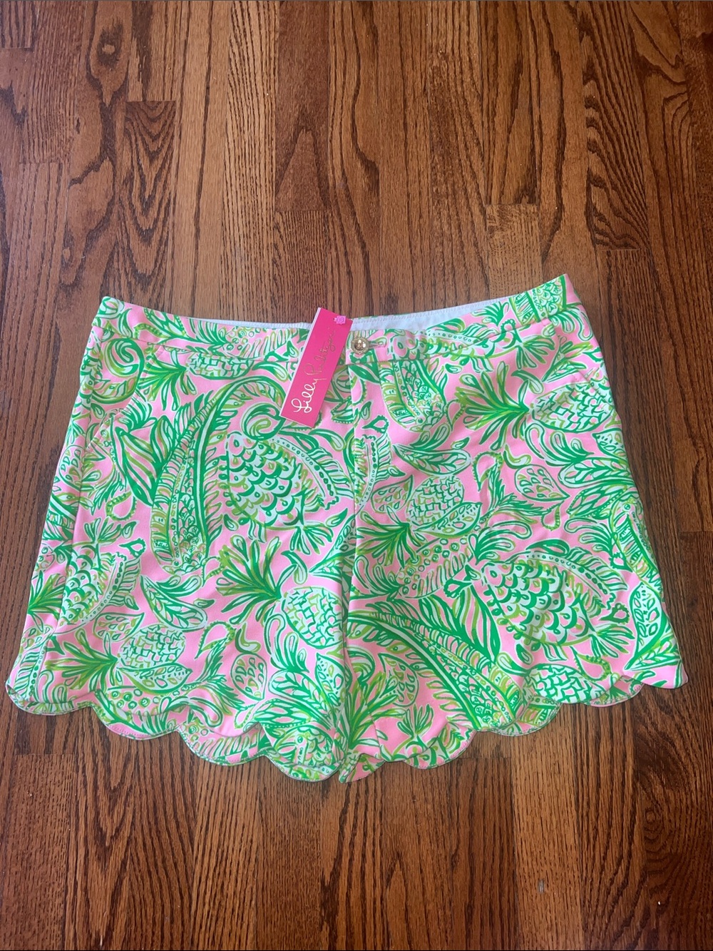 NEW LILLY PULITZER darci knit golf shorts in fins and flippers 16 Inseam 7”
